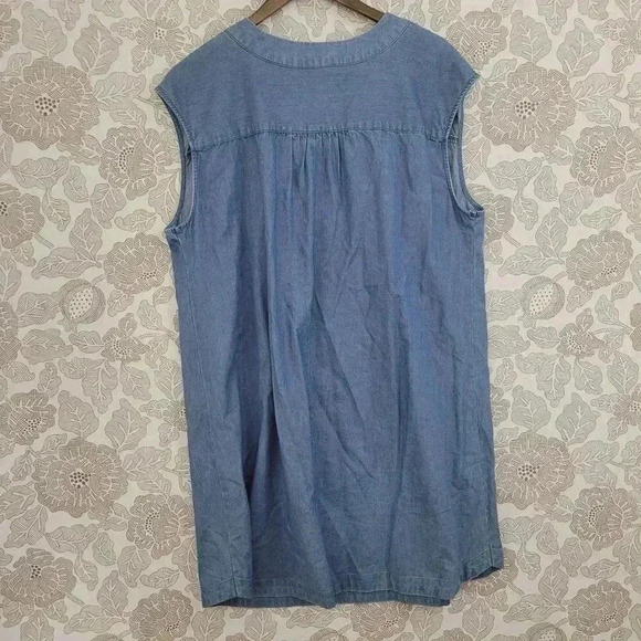 Knox Rose Womens Chambray Embroidered Tunic Sleeveless Dress XXL 65% Cotton - Picture 2 of 7